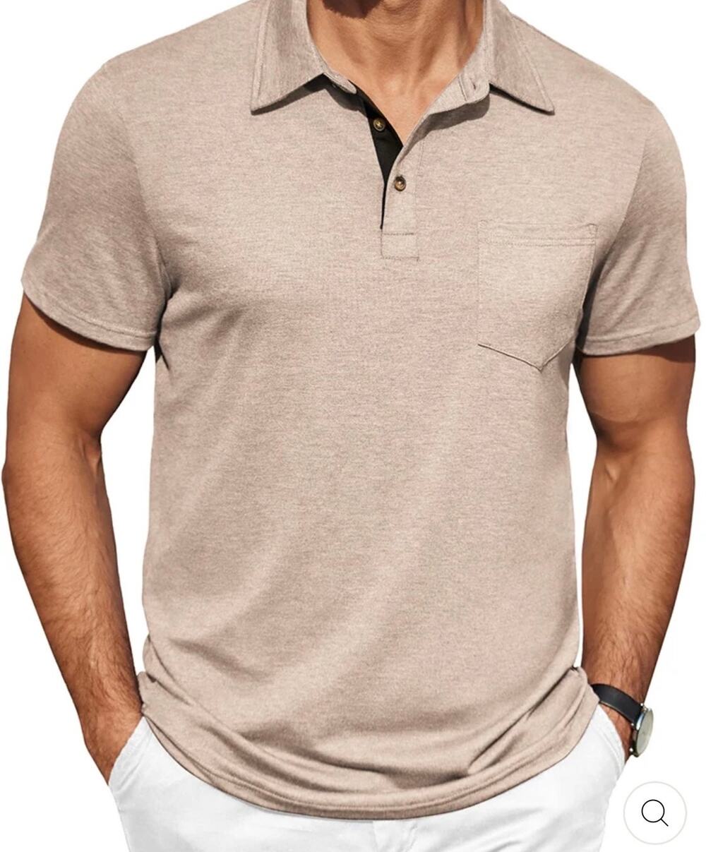 Coofandy Mens Brown Knit Polo Sweater Size Large Short Sleeve Casual Shirt New
